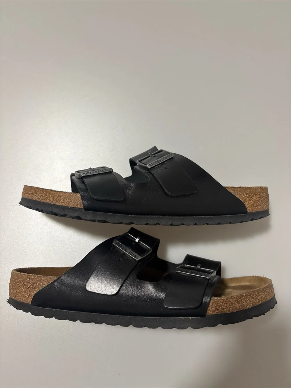 Men's Black Birkenstock Dual Buckle Slide Sandals size 42